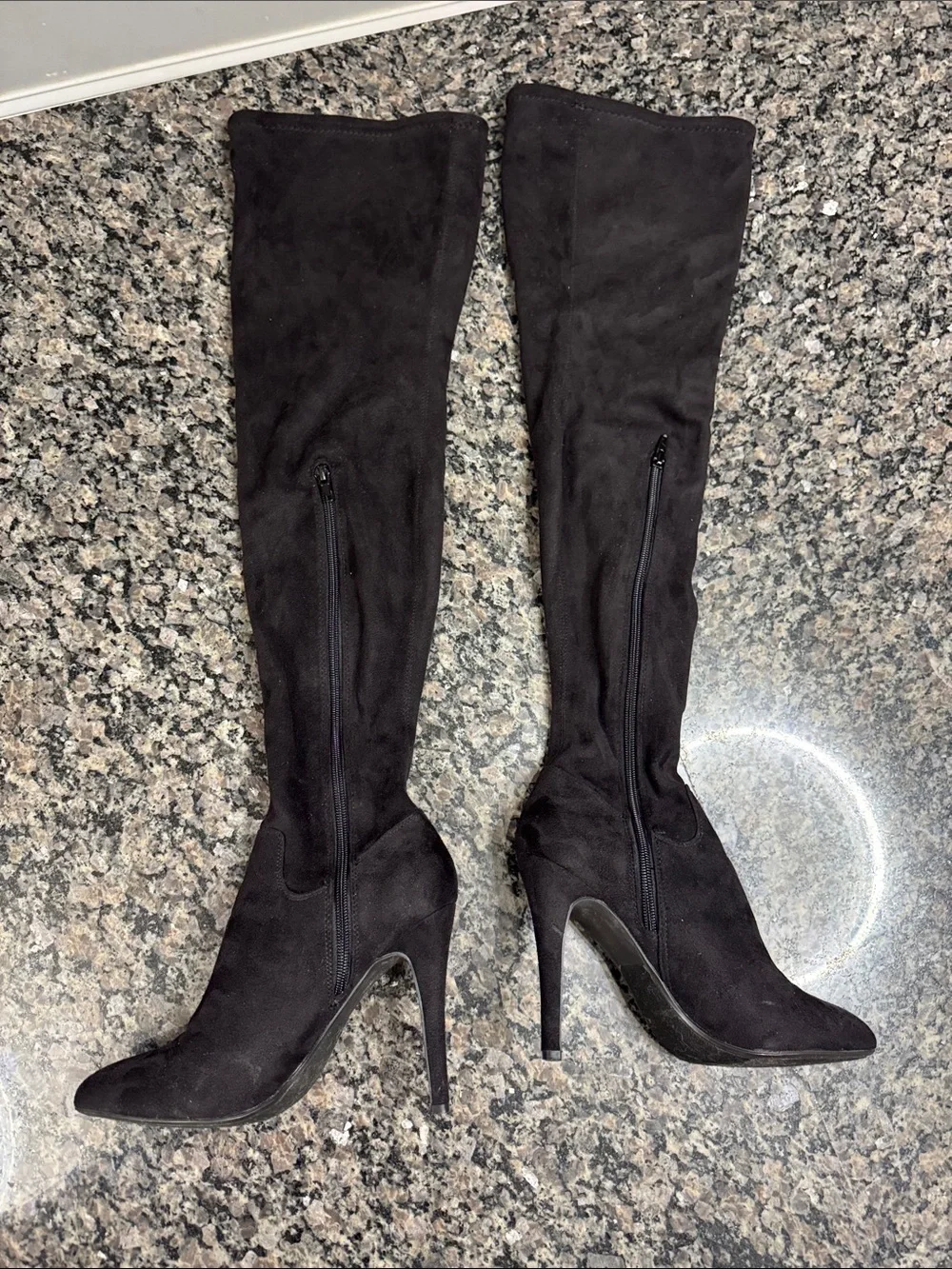 Paprika over knee boots fabric sock heeled boots EUC 8.5